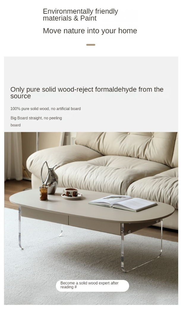 Acrylic light luxury coffee table Poplar solid wood"