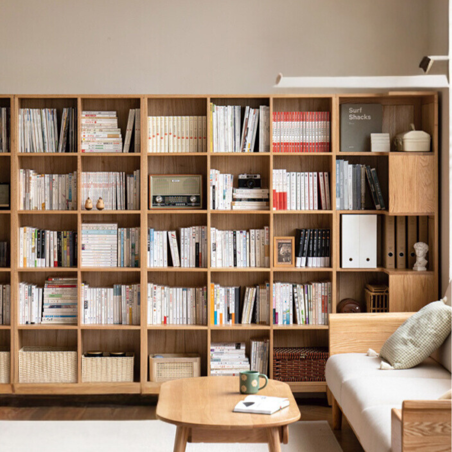 Floor To Ceiling Bookshelve Oak solid wood"-