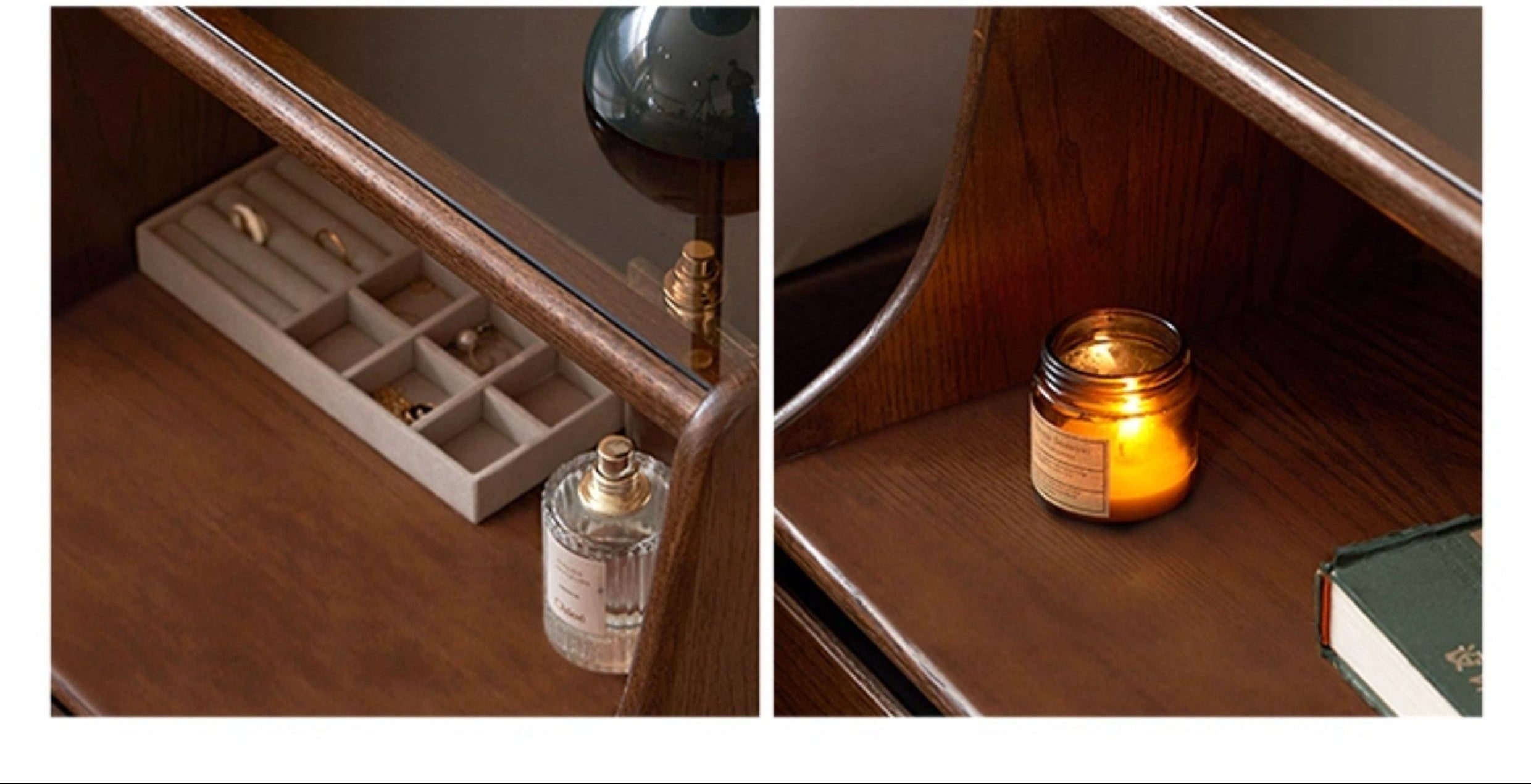 Solid Rubberwood, Oak Solid Wood Nightstand