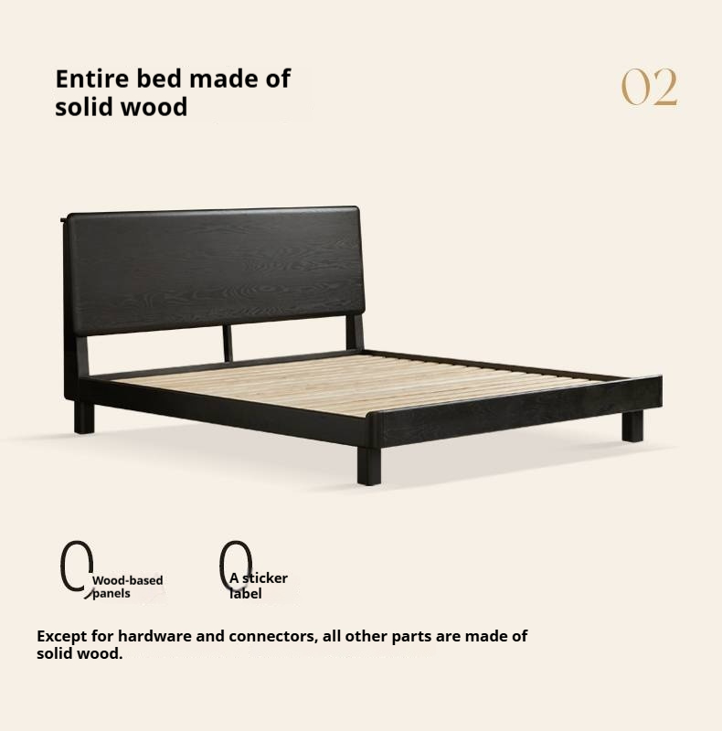 Ash Solid Wood Luminous Bed Modern Minimalist