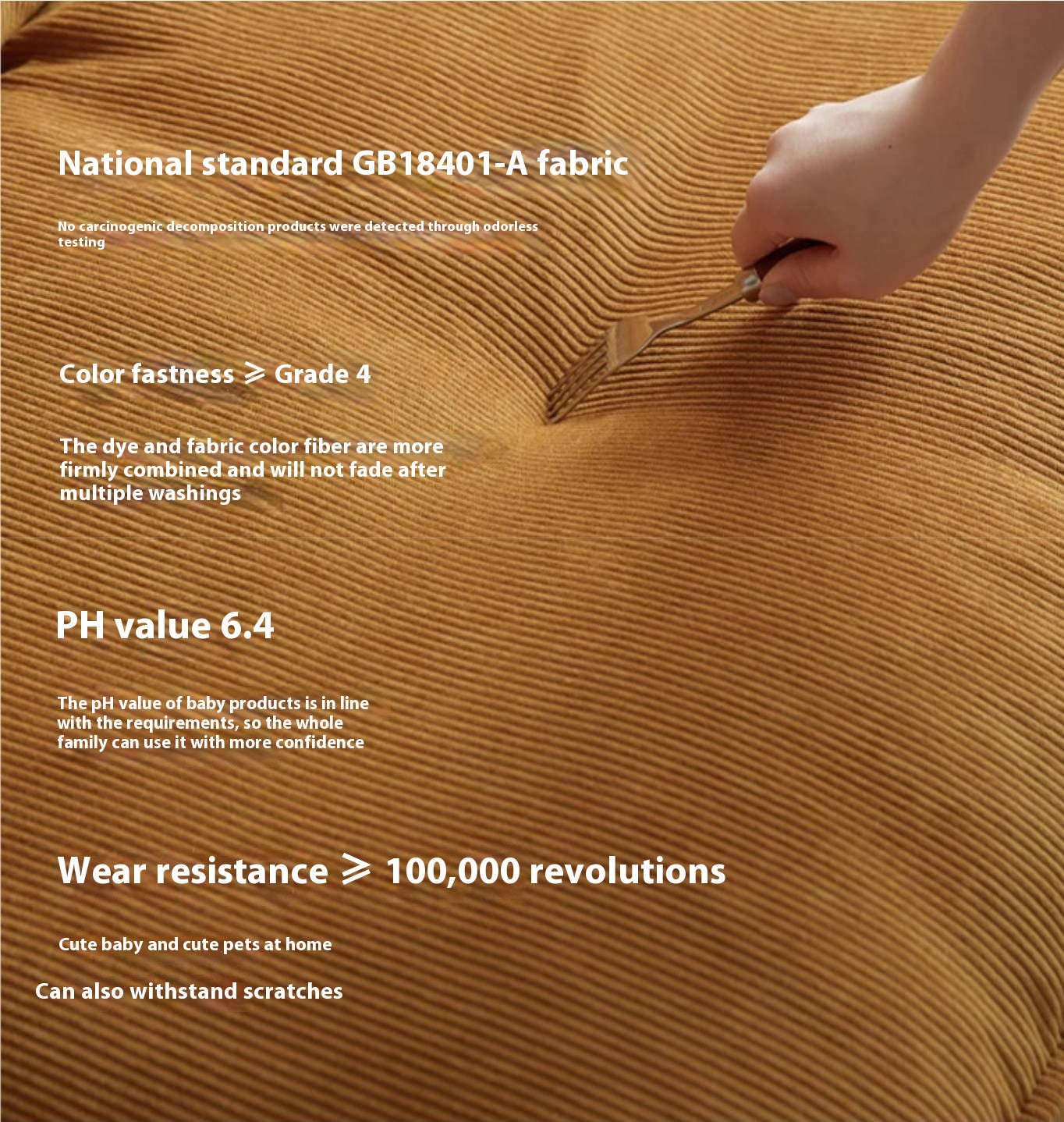 High-Back Corduroy Fabric Sofa with Removable Cover