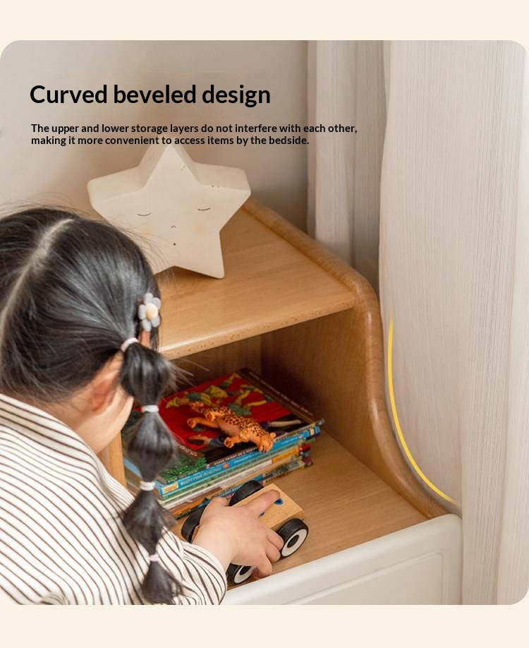 Beech Solid Wood Modern Kids Nightstand.