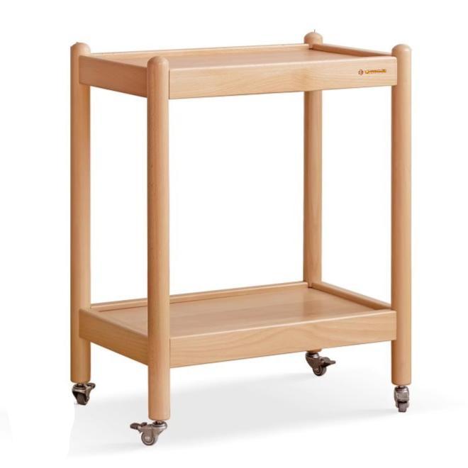 Beech Solid Wood Mobile Modern Double Layer Storage Side Table