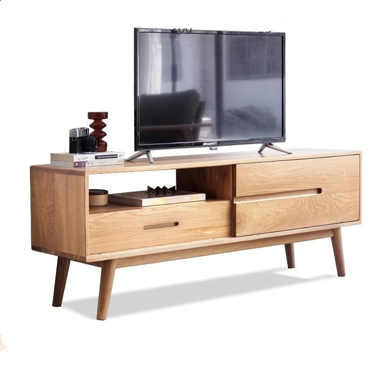 Oak solid wood storage modern floor TV cabinet with sliding door