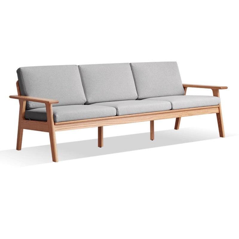 Oak, Pine Solid Wood Japanese-style Three-person Fabric Sofa