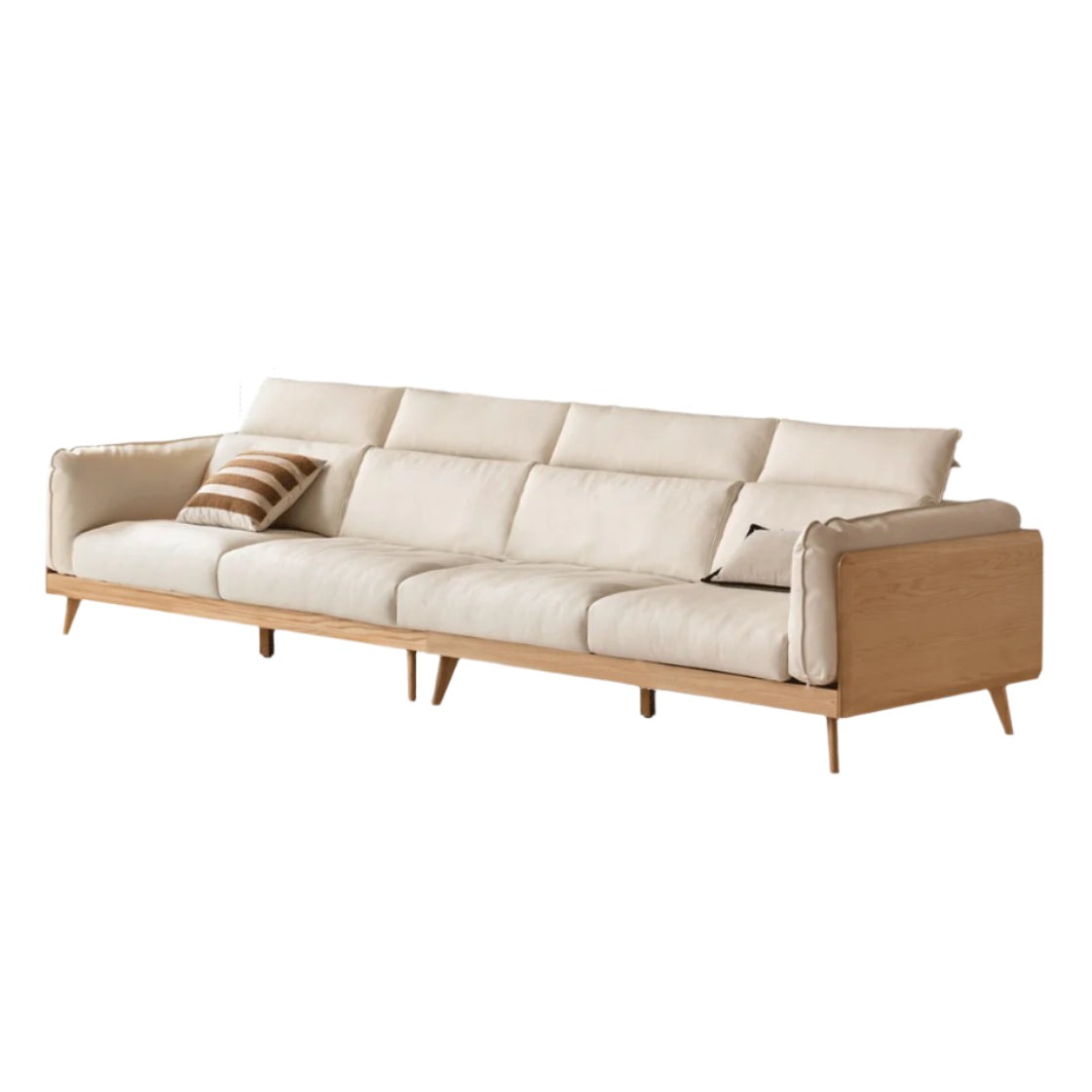 Oak Solid Wood Modern Straight Row Down Sofa