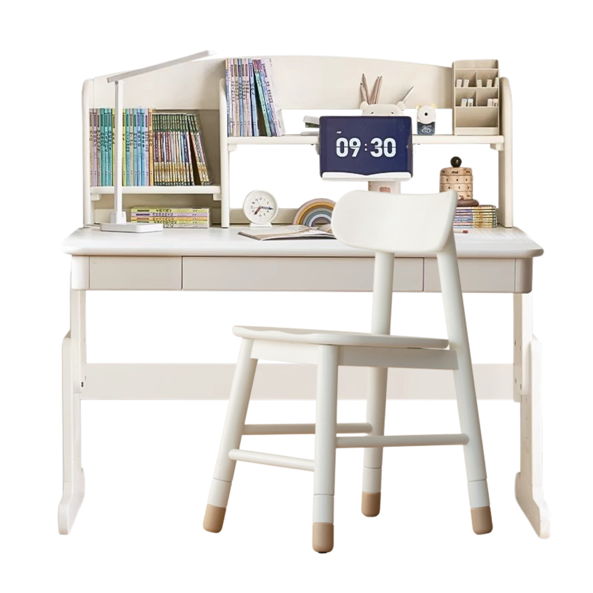 Beech Solid wood lift study desk  adjustable white children's desk