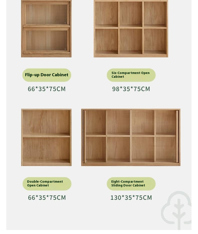 Ash Solid Wood Bookcase Storage Cabinet