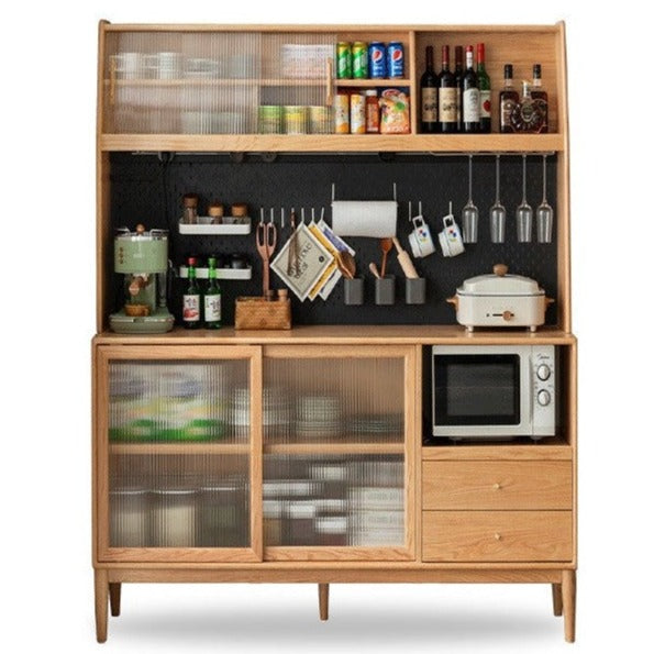 Oak solid wood sideboard multi-functional buffet cabinet,