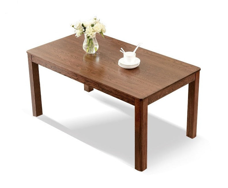 Oak solid wood dining table walnut color-