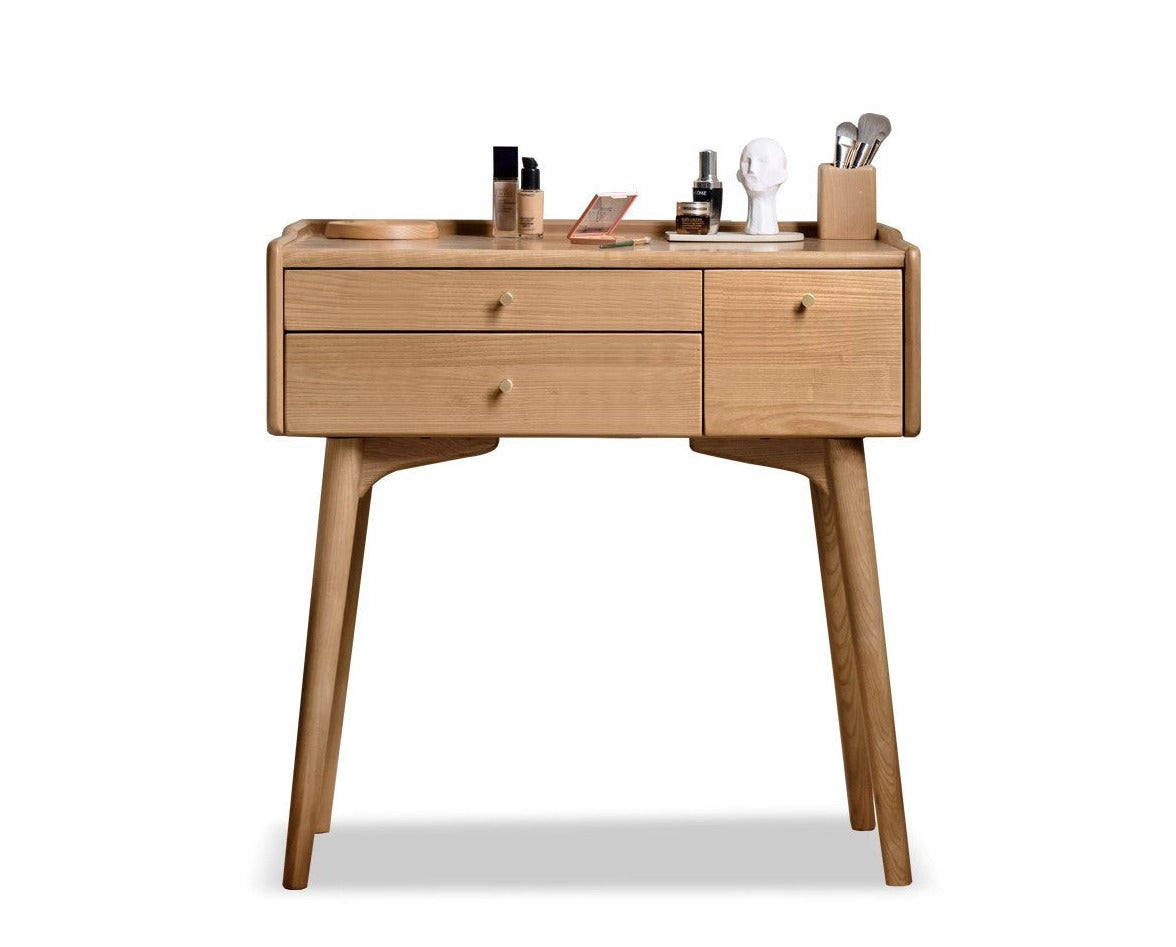 Ash wood dressing table LED makeup mirror: