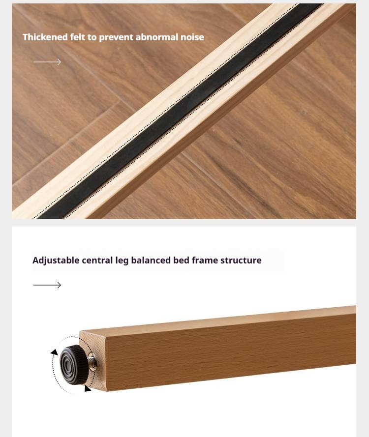 Cherry Solid Wood Bed with Top Layer Cowhide Soft Headboard Retro Style