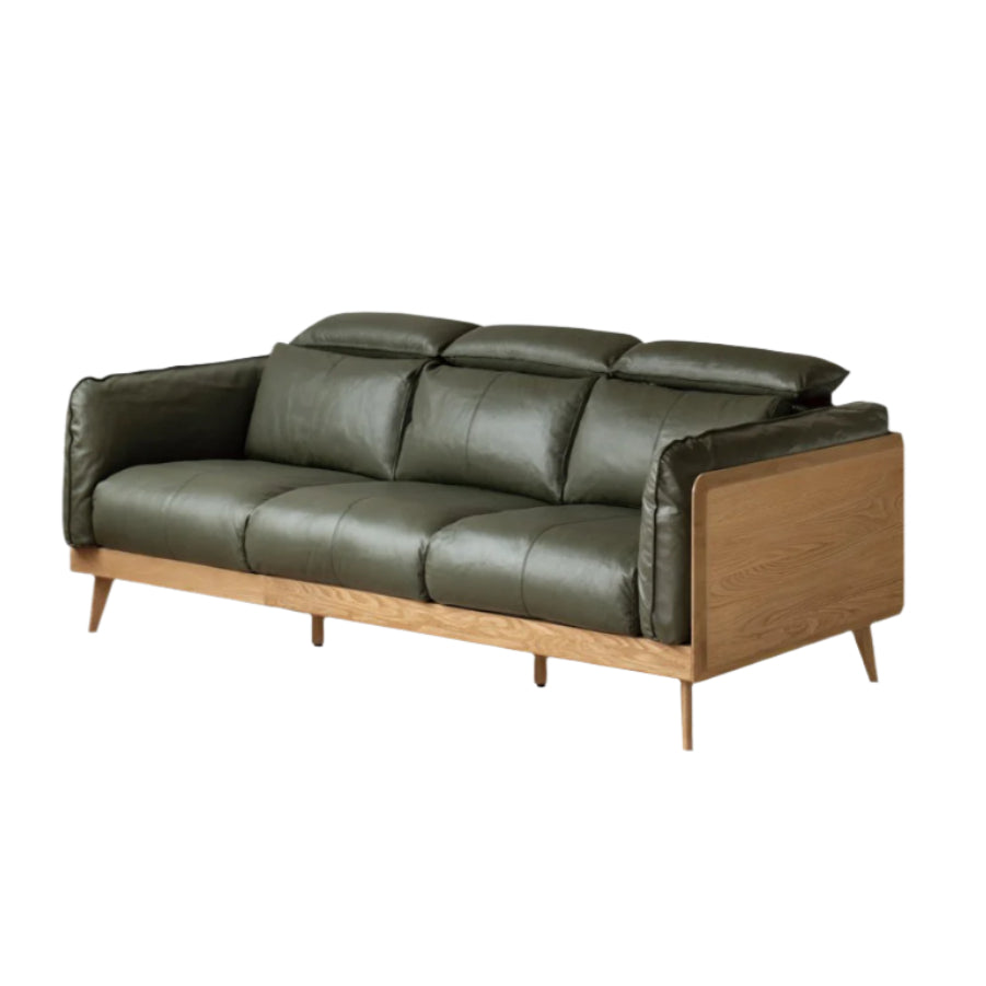 Oak Solid Wood Modern Straight Row Down Sofa