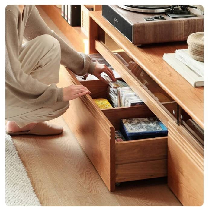 Cherry Solid Wood Floor TV Cabinet