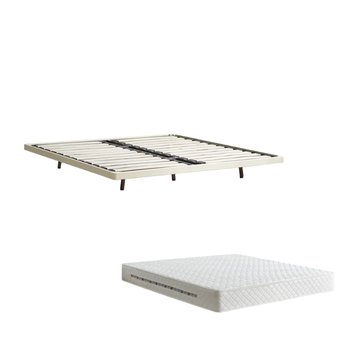 Rubber Solid Wood Creamy White Tatami Suspended Bed