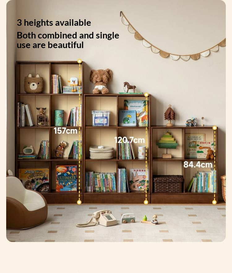 Solid Rubberwood Retro Style Children's Bookcase