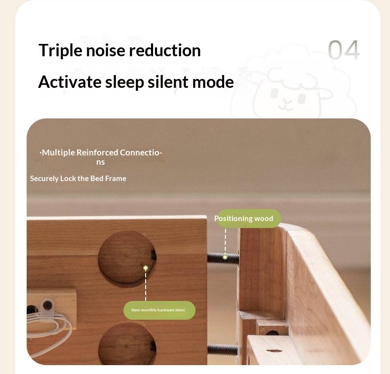 Cherry Solid Wood Upholstered Bed — Platform Bed, Headboard-Free Bed Floor Style, Simple Floating Bed