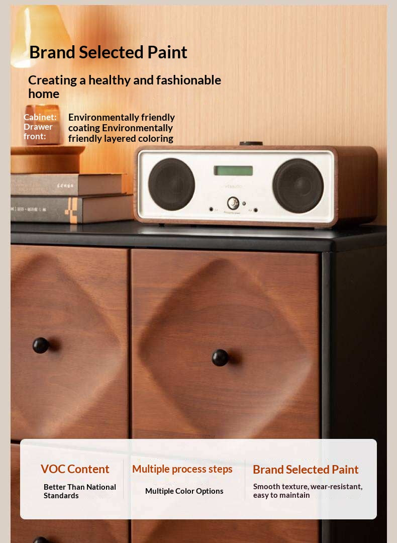 Rubberwood Solid 9-Drawer Dresser, Mid Century Bedroom Storage Cabinet