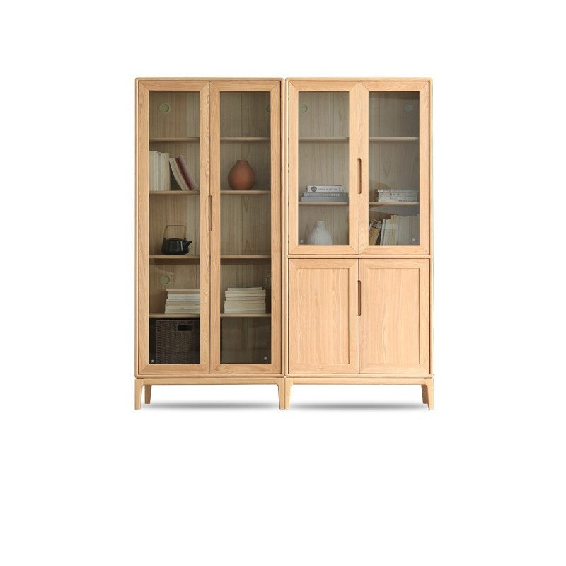 Ash solid wood floor-standing bookcase whole wall free combination bookshelf<