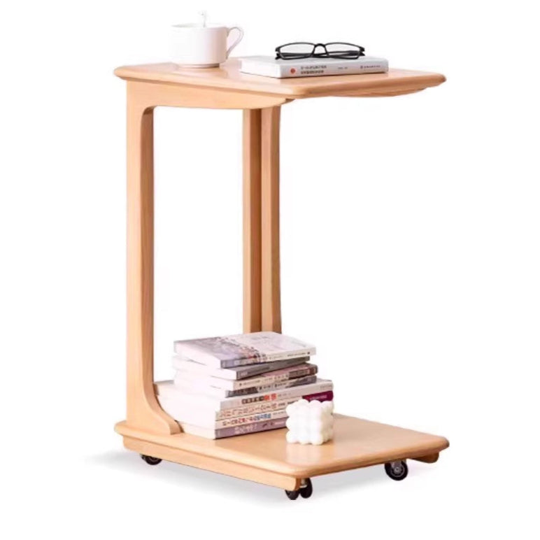 Beech solid wood mobile side table