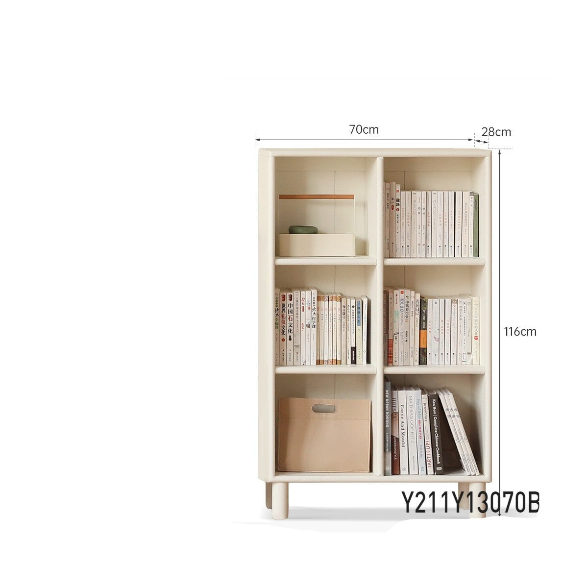 Poplar Solid Wood Bookcase Free Combination Cream Style<