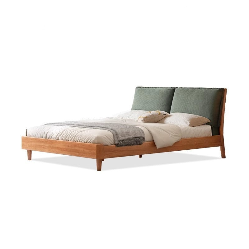 Cherry wood Genuine leather bed, Fabric bed'