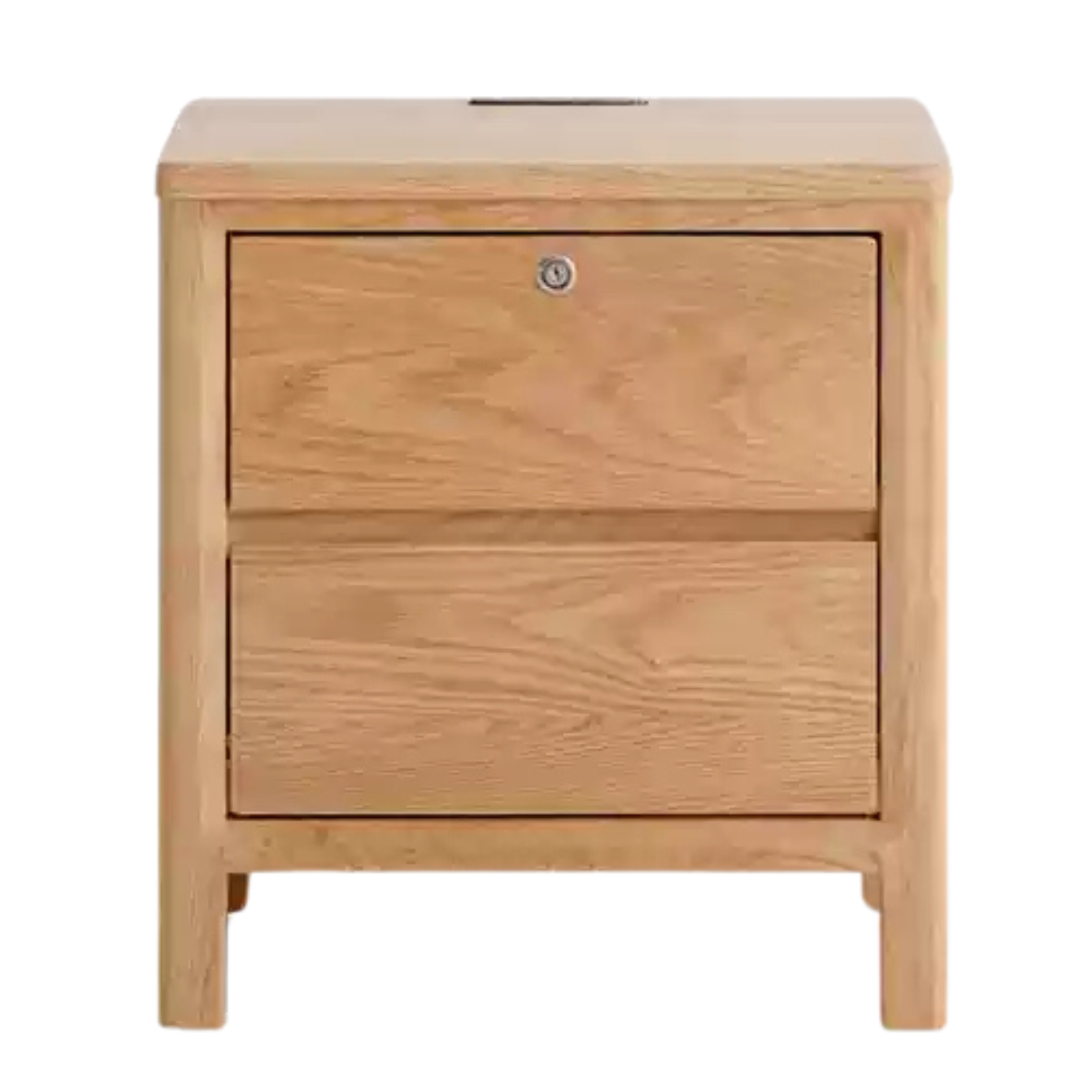 Oak Solid Wood Nightstand with Locker