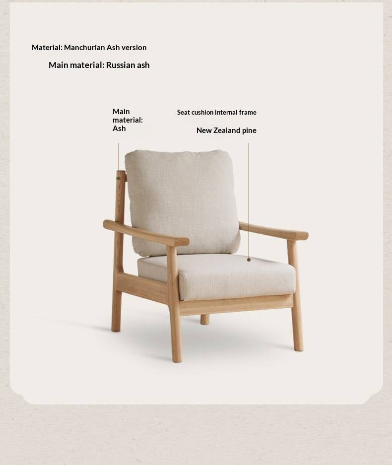 Ash Solid Wood Fabric Leisure Sofa Chair