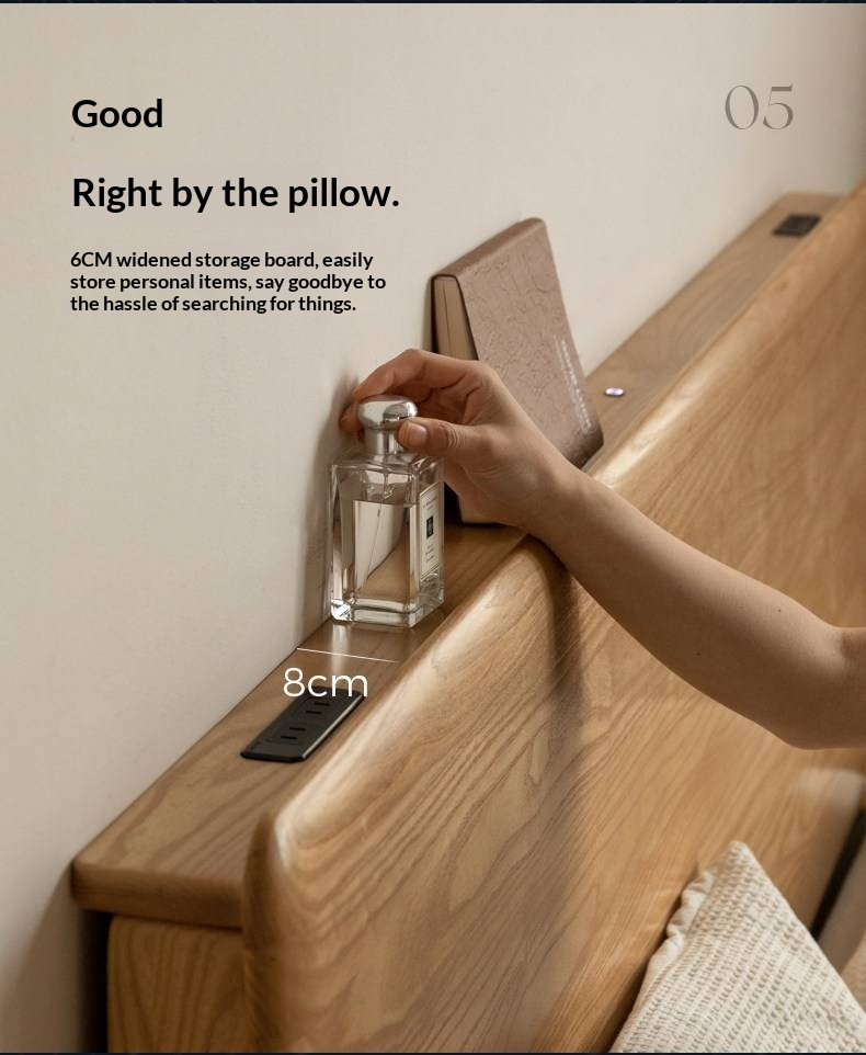 Ash, Beech Solid Wood Modern Simple Luminous Bed