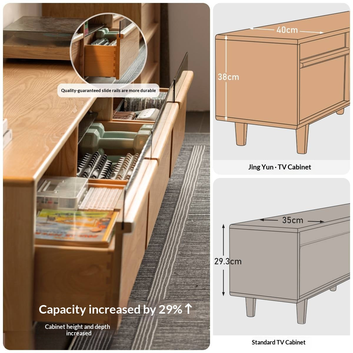 Ash Solid Wood Floor TV Cabinet
