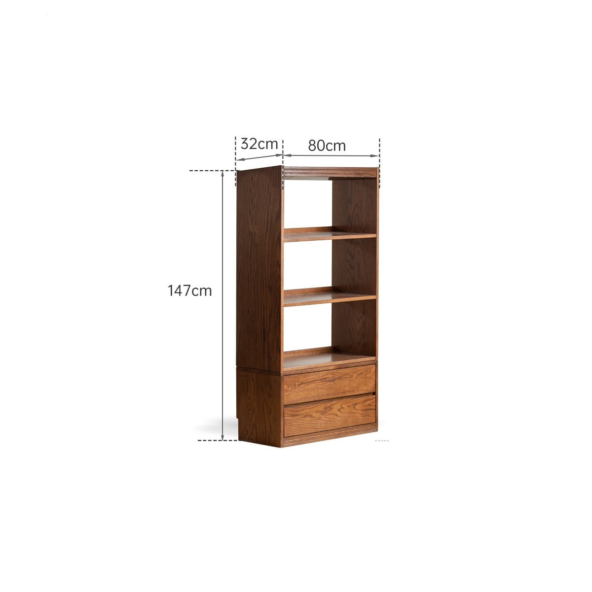 Oak solid wood bookshelf floor rack storage full wall bookcase<