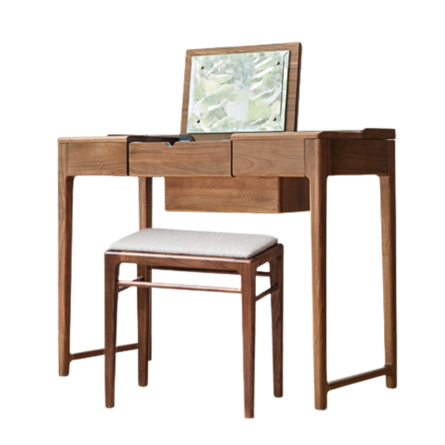 Black walnut, Ash solid wood flip dressing table :