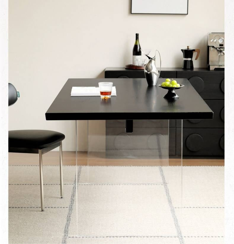 Ash Solid Wood Suspended wabi-sabi style black Dining Table