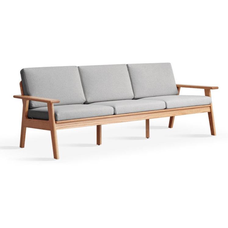 Oak, Pine Solid Wood Japanese-style Three-person Fabric Sofa