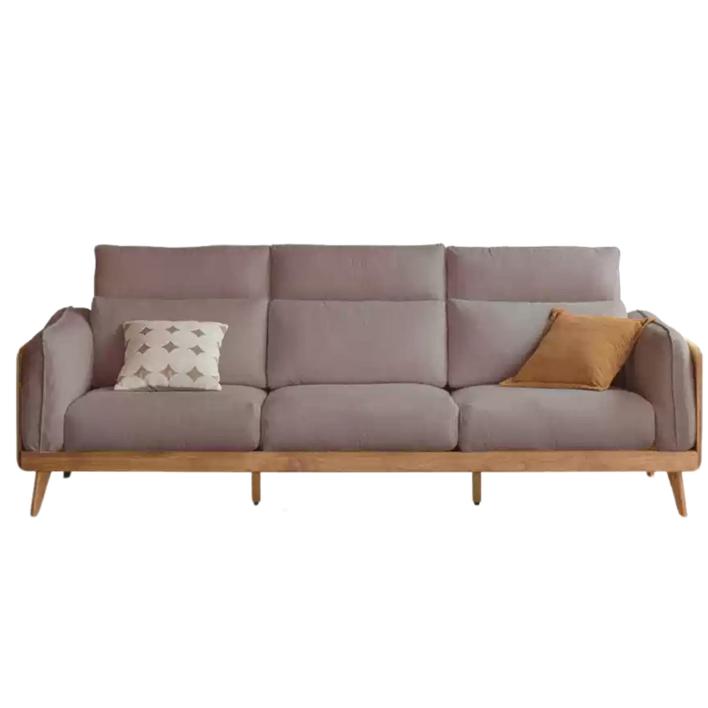 Ash Solid Wood high back Sofa genuine leather, fabric