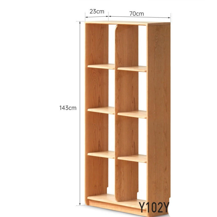 Cherry solid wood bookcase floor display free lattice combination<