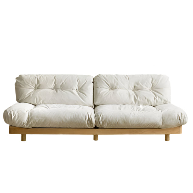 Oak Solid Wood Modern Nordic Suede Cloud Sofa