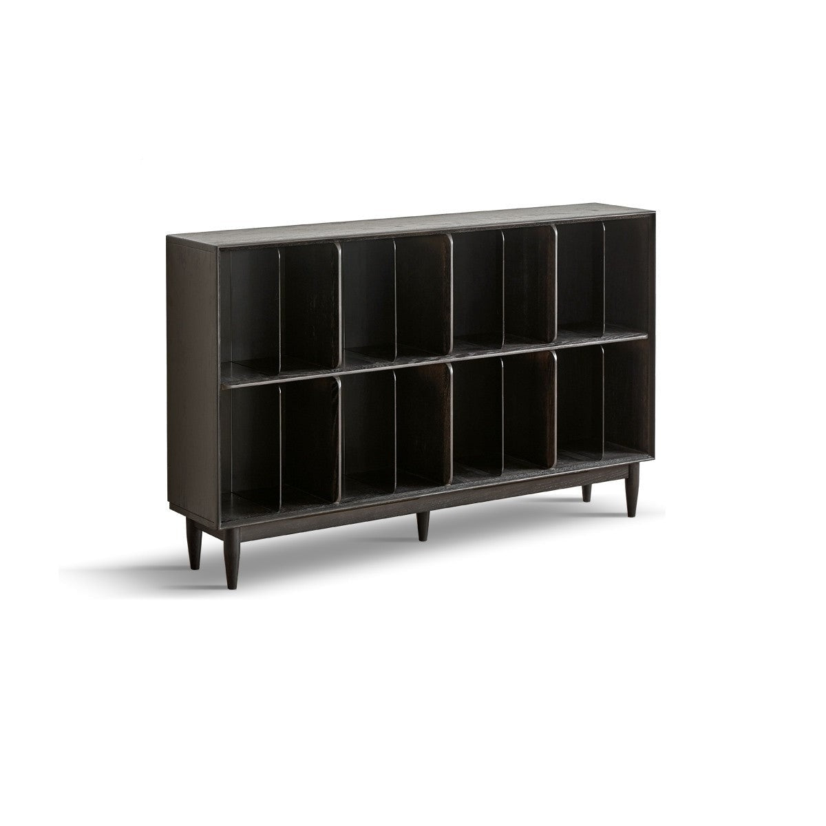 Oak Solid Wood Black Modern Bookcase"