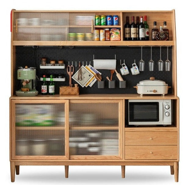 Oak solid wood sideboard multi-functional buffet cabinet,