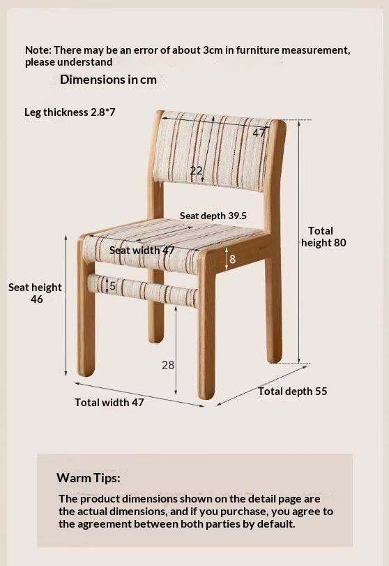 4 pcs Oak Solid Wood Dining Chair with Upholstered Seat, French Style