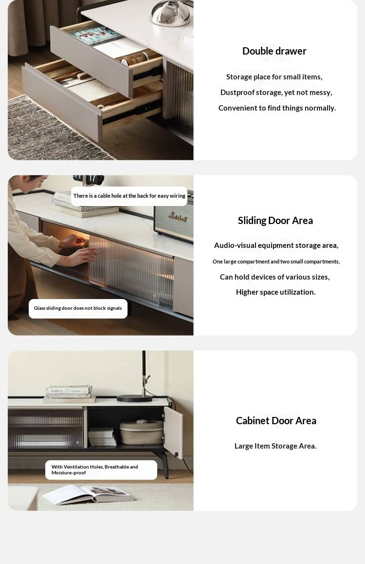 Tulipwood Solid Wood Light Luxury Rock Slab Double Drawer TV Cabinet