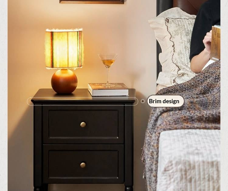 Solid Rubberwood Retro Style, American Style Nightstand