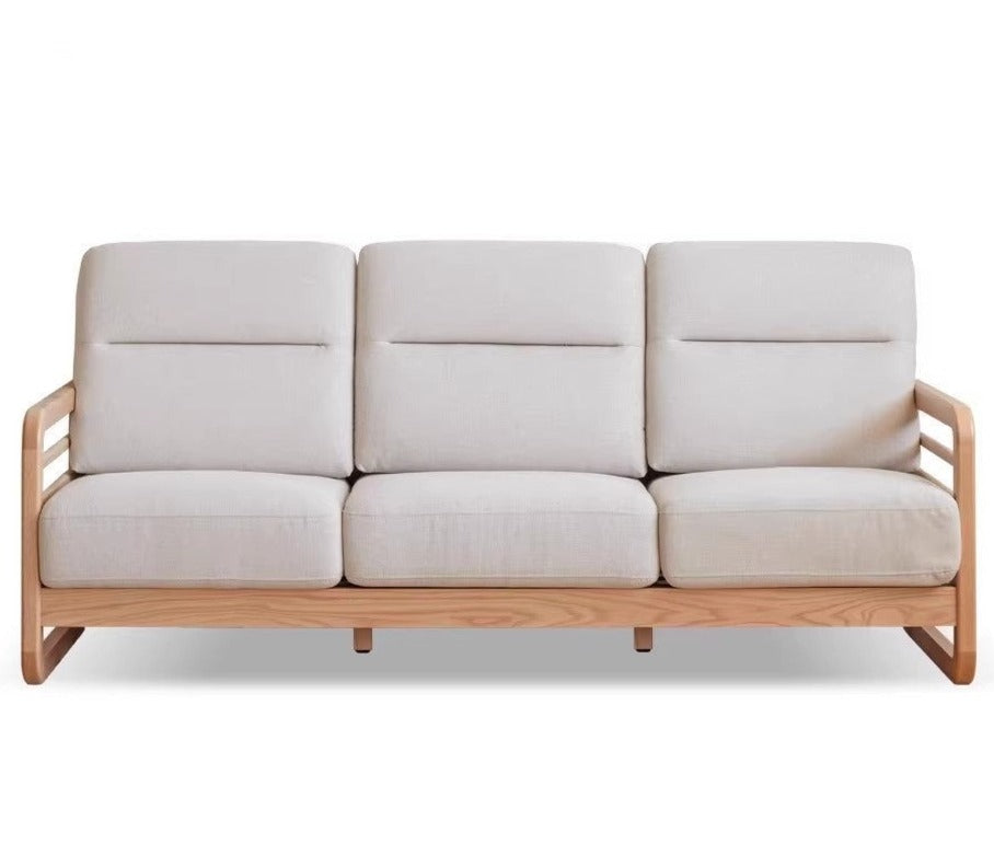 Oak Solid Wood Fabric Sofa)