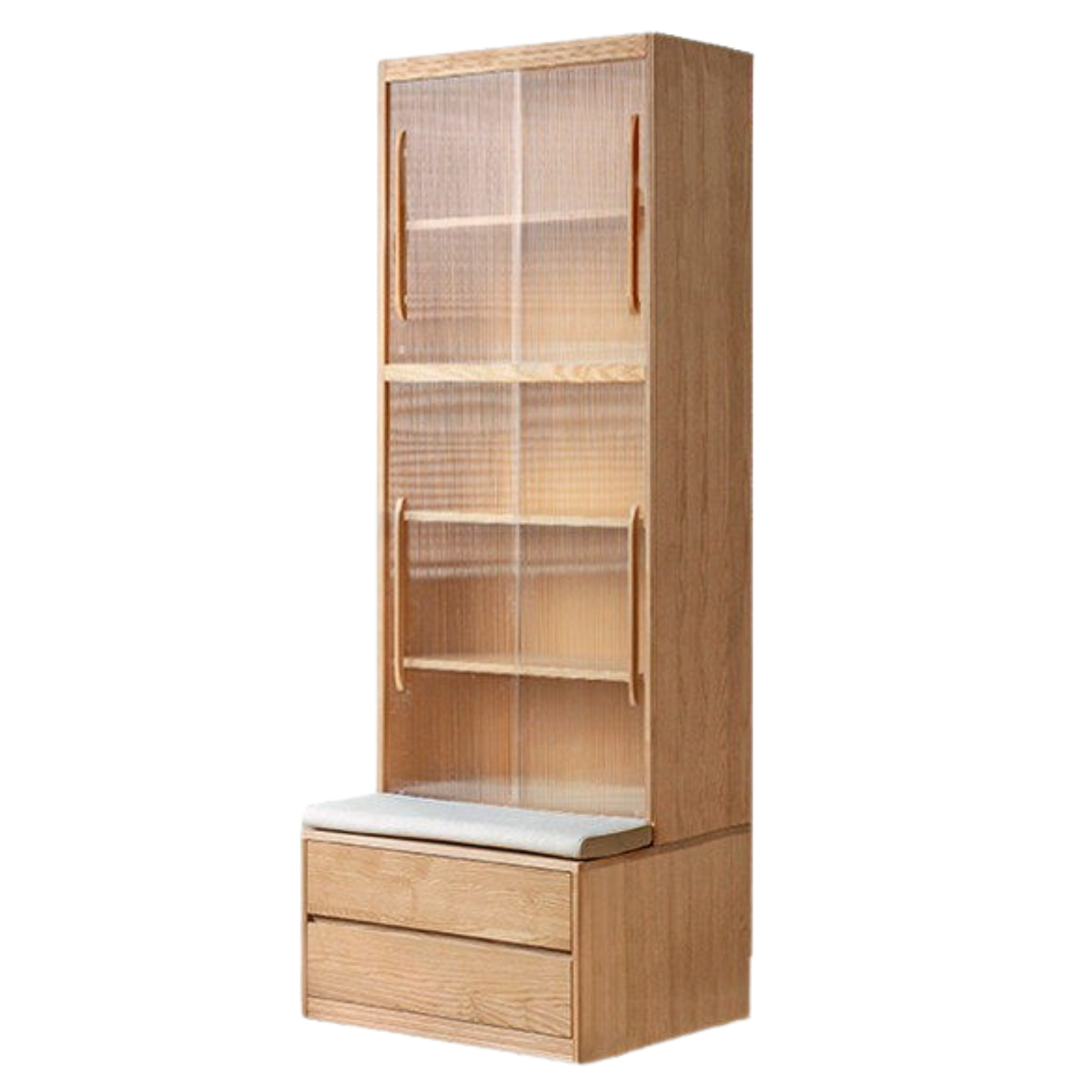 Ash, Oak Solid Wood Modern Combination Bookcase Integrated Card Seat