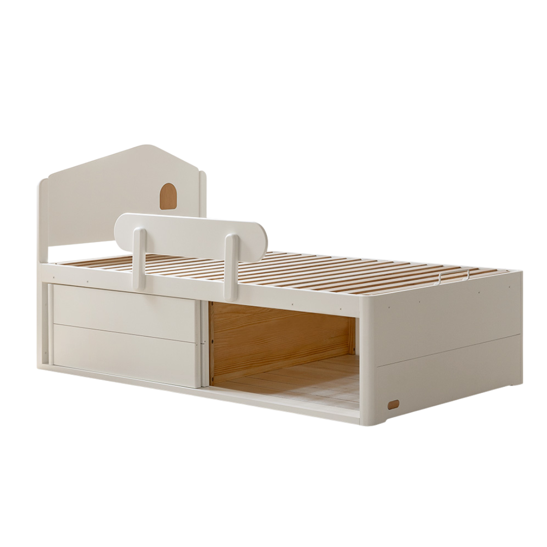 Rubberwood Solid Wood Children's White Storage Box Bed