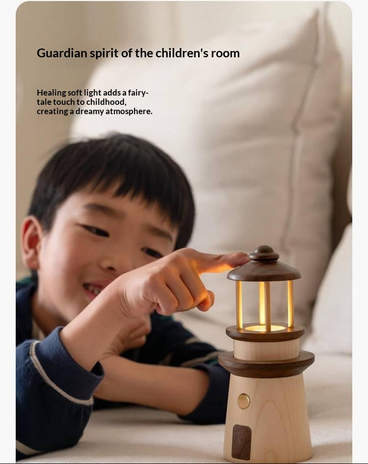 Black Walnut, Maple Solid WoodLighthouse Night Light for Bedroom and Bedside