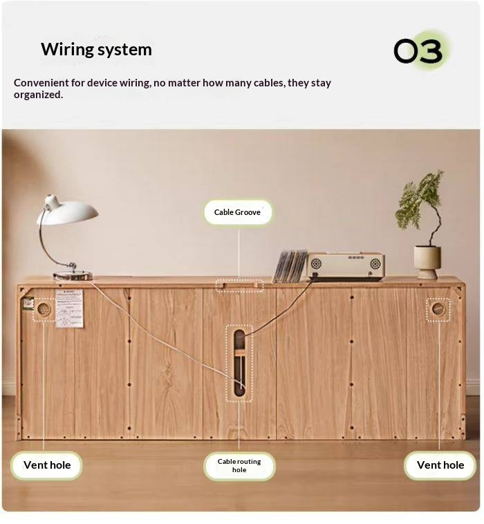 Oak Solid Wood Modern Floor Storage TV Cabinet.