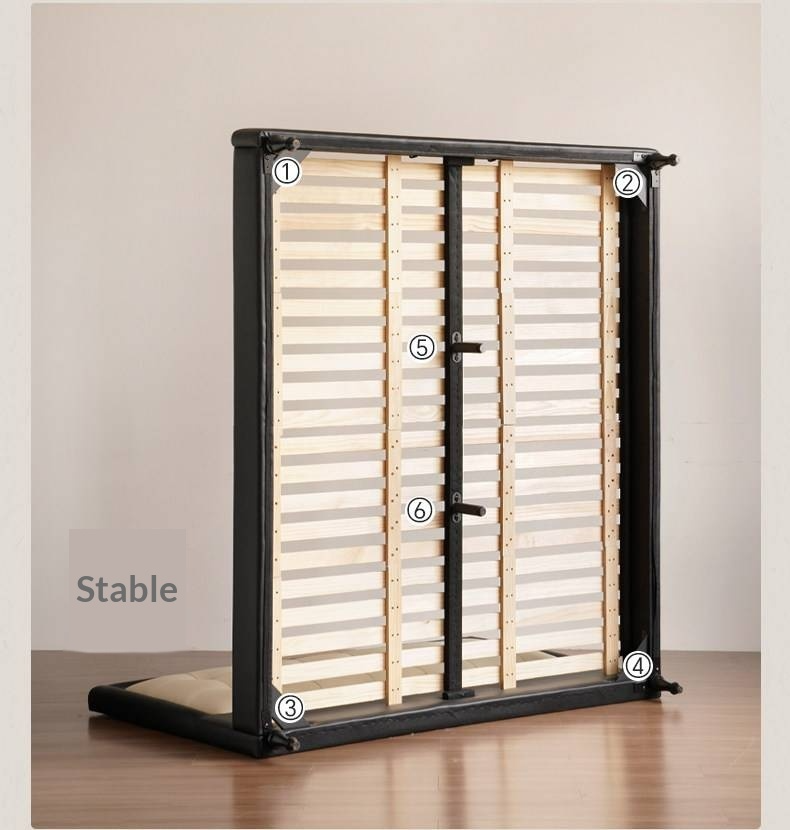 Luxury Genuine Leather Soft Headboard Bed, American Style Riveted Bed