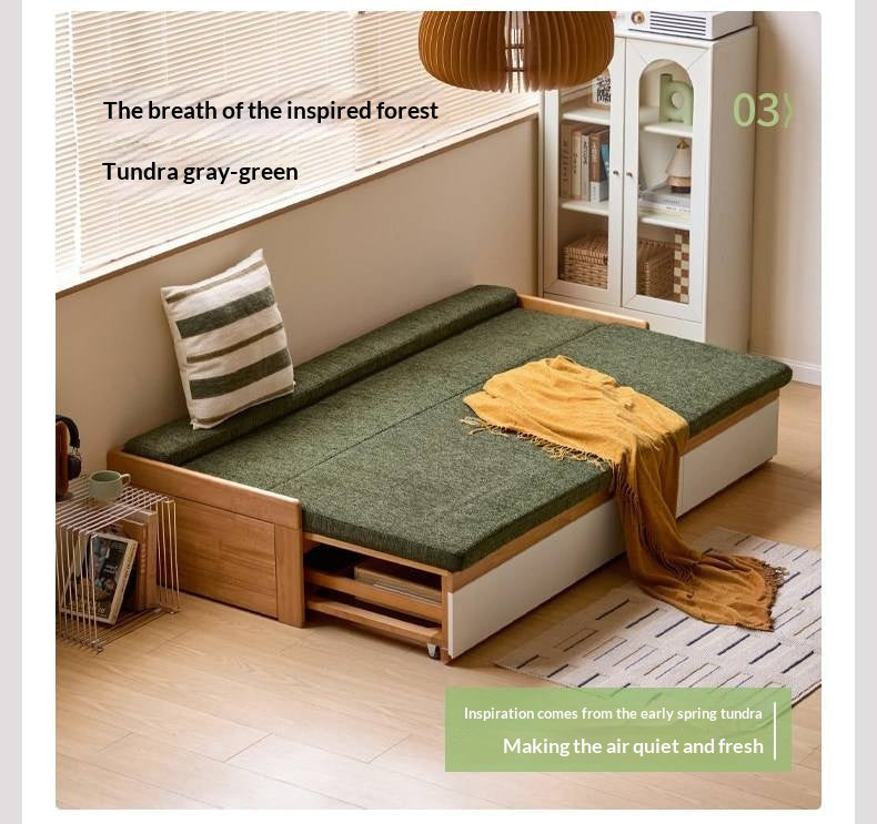 Solid RubberWood Storage Daybed with Pull-Out Drawer and Backless Design