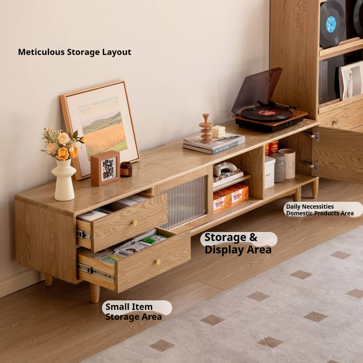 Ash Solid Wood Modern TV Cabinet